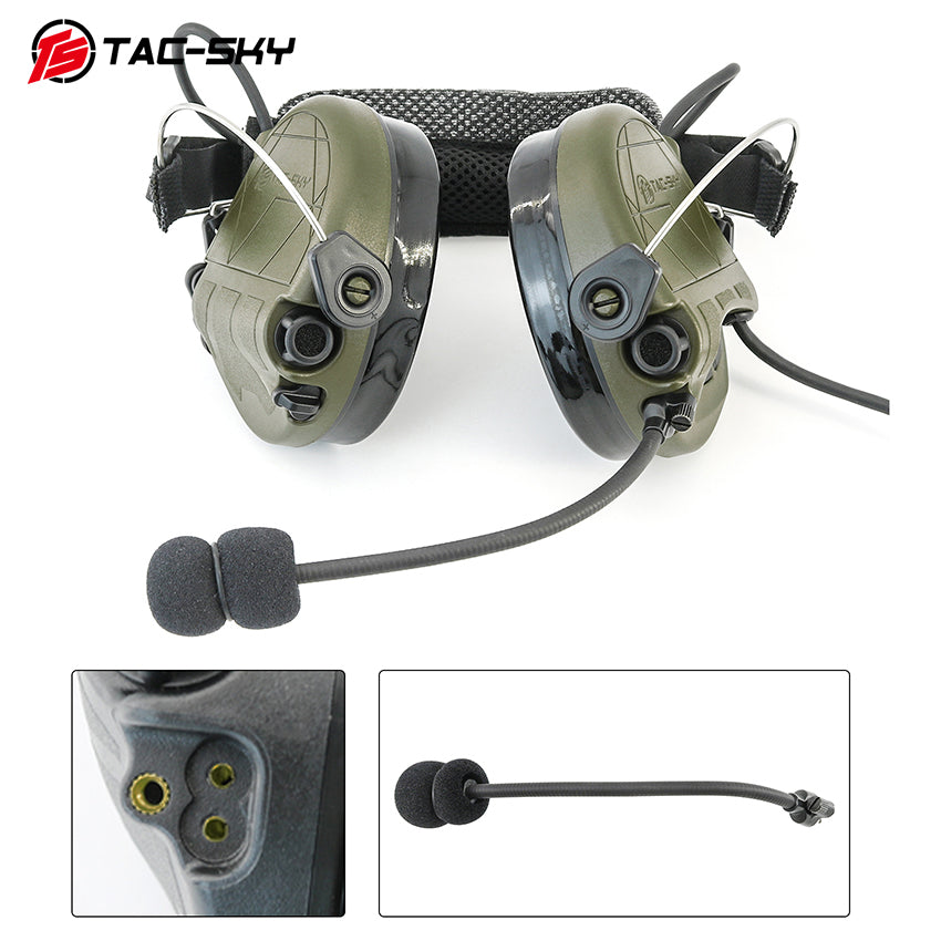 TS TAC-SKY Headband Active Noise Reduction Hearing Protection T302 Tactical Headset Silicone Earmuffs + PTT