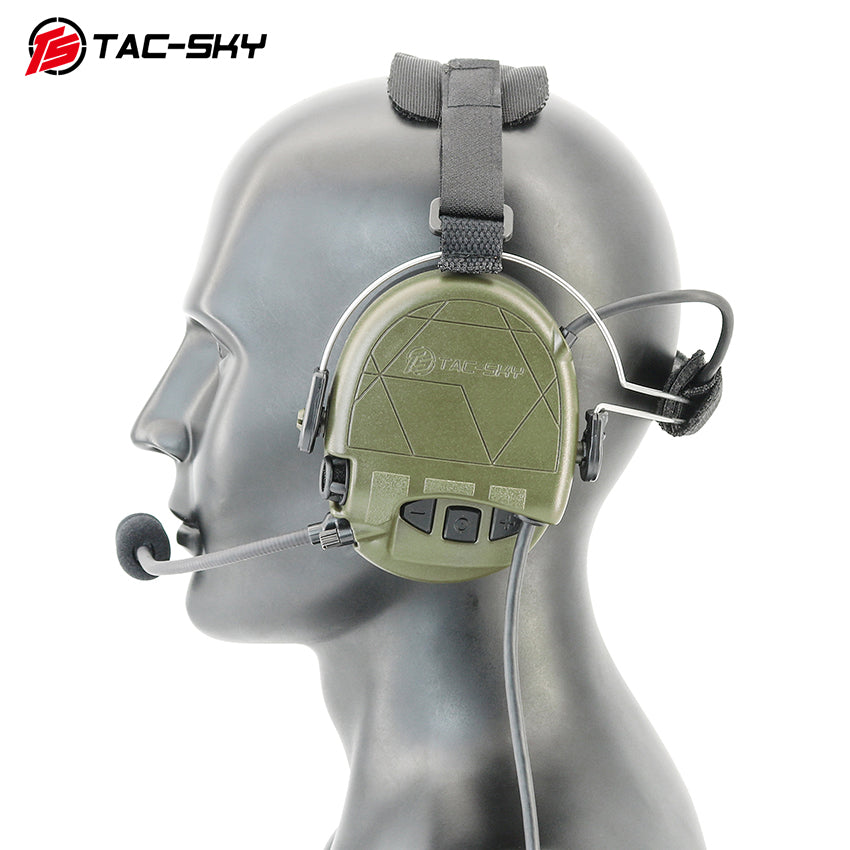 TS TAC-SKY Headband Active Noise Reduction Hearing Protection T302 Tactical Headset Silicone Earmuffs + PTT