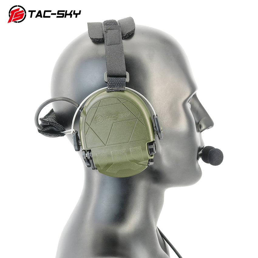 TS TAC-SKY Headband Active Noise Reduction Hearing Protection Earpads T302 Tactical Headset Silicone Earmuffs+ PTT