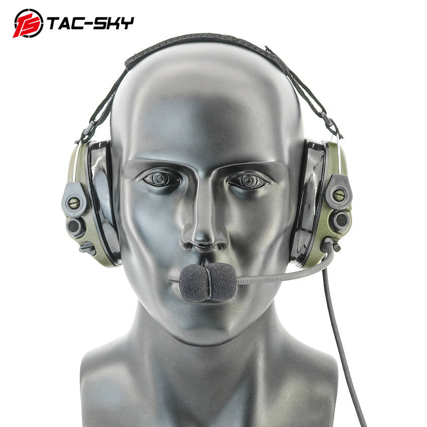 TS TAC-SKY Headband Active Noise Reduction Hearing Protection T302 Tactical Headset Silicone Earmuffs + PTT