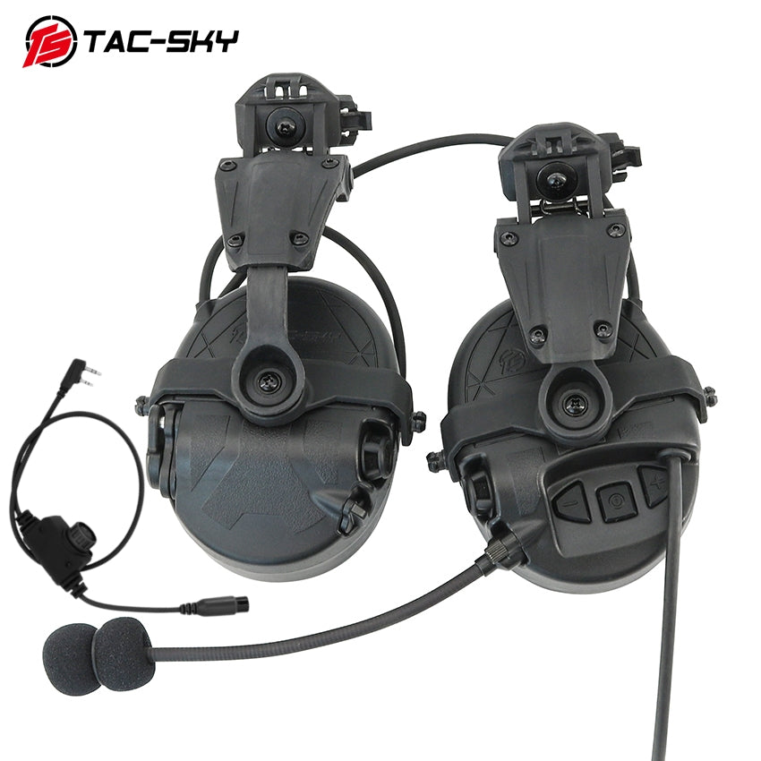 TS TAC-SKY TAC303 Tactical Communication Headset with ARC Rail Mounting adapter Noise Reduction Hearing Protection EarMuffs with PTT