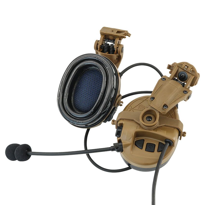 TS TAC-SKY TAC303 Tactical Communication Headset with ARC Rail Helmet Mounting Noise Reduction Hearing Protection Silicone EarMuffs + PTT