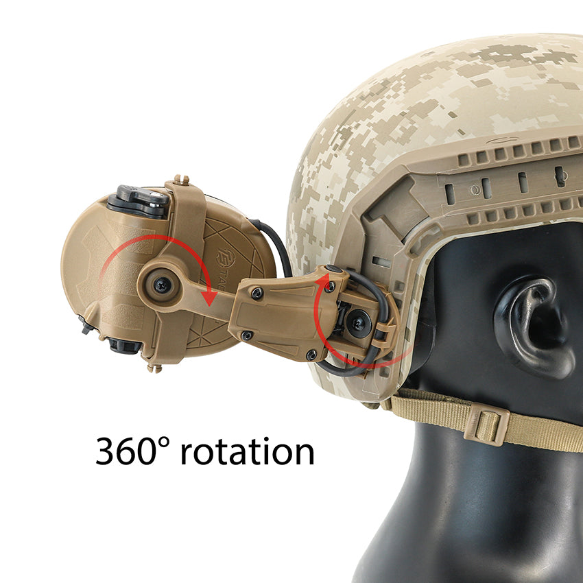 TS TAC-SKY TAC303 Tactical Communication Headset with ARC Rail Helmet Mounting Noise Reduction Hearing Protection Silicone Earmuffs + V2 PTT