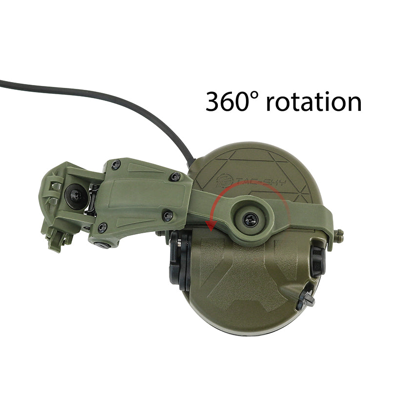 TS TAC-SKY Hearing Protection Tactical Headset T303 with ARC Rail Helmet Mounting Noise Reduction Communication Silicone Earmuffs + U94 PTT