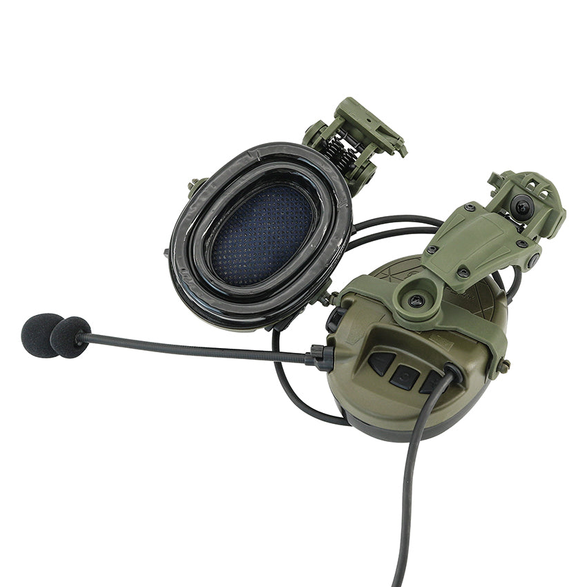 TS TAC-SKY Hearing Protection Tactical Headset T303 with ARC Rail Helmet Mounting Noise Reduction Communication Silicone Earmuffs + U94 PTT
