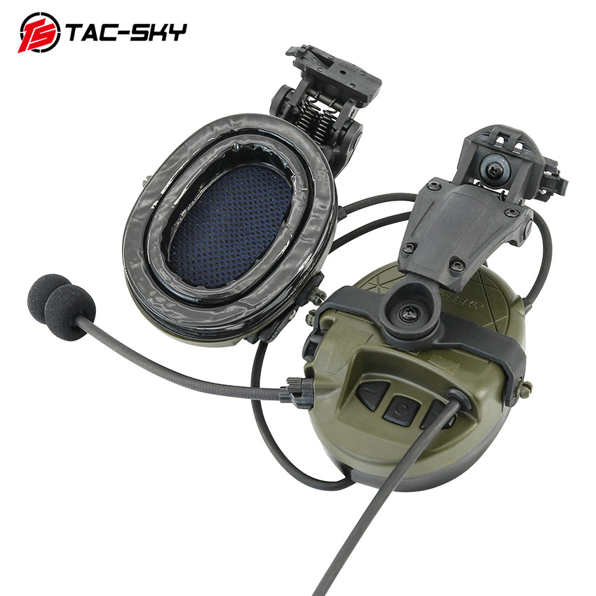 TS TAC-SKY TAC303 Tactical Communication Headset with ARC Rail Mounting adapter Noise Reduction Hearing Protection EarMuffs with PTT