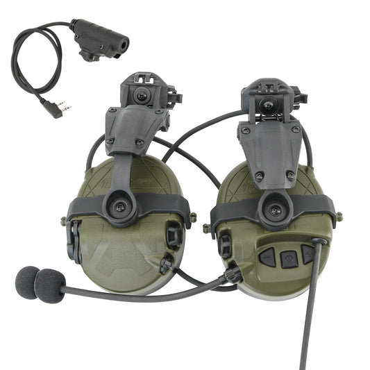 TAC-SKY TAC303 Tactical Communication Headset with ARC Rail adapter Noise Reduction Hearing Protection EarMuffs with V2 PTT