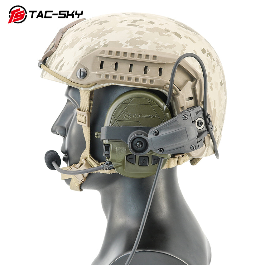 TS TAC-SKY TAC303 Tactical Communication Headset with ARC Rail Mounting adapter Noise Reduction Hearing Protection EarMuffs with PTT