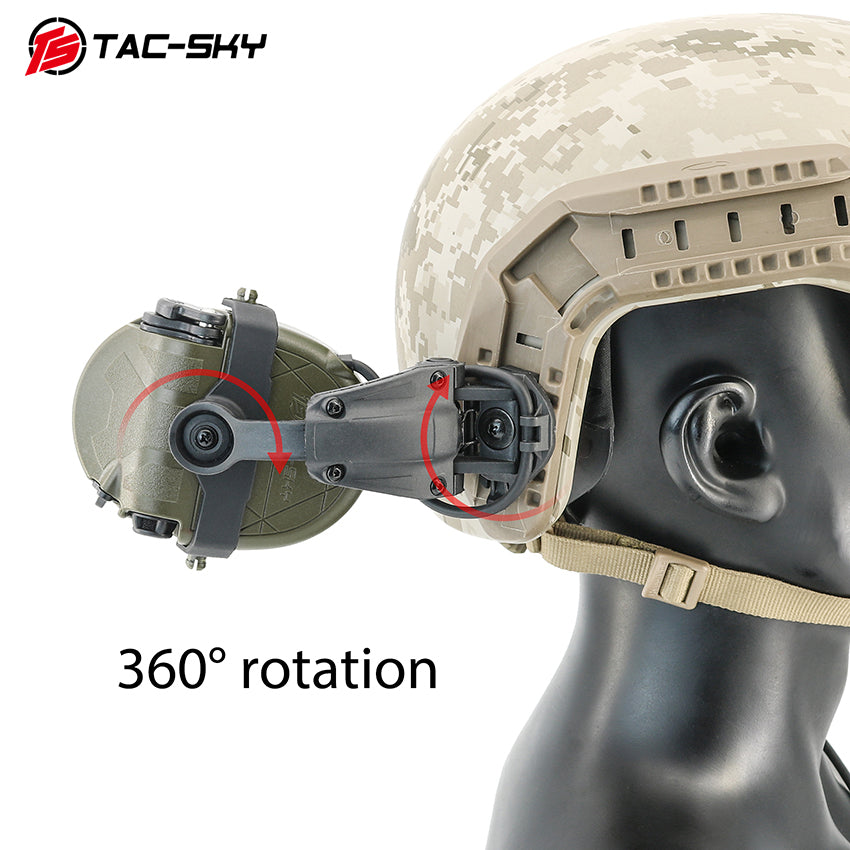 TS TAC-SKY TAC303 Tactical Communication Headset with ARC Rail Mounting adapter Noise Reduction Hearing Protection EarMuffs with PTT