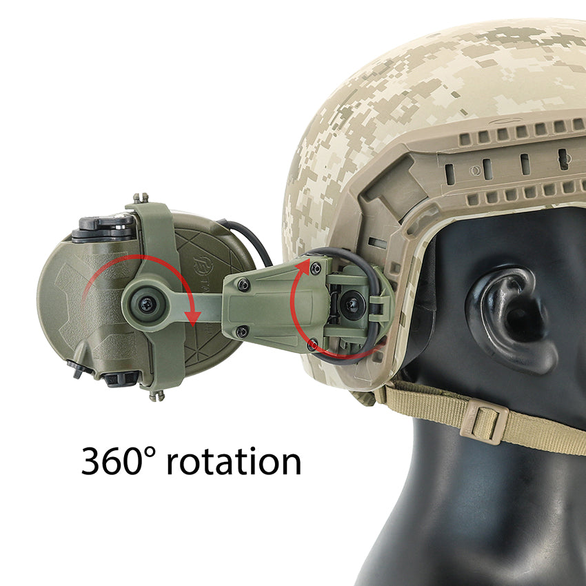 TS TAC-SKY Hearing Protection Tactical Headset T303 with ARC Rail Helmet Mounting Noise Reduction Communication Silicone Earmuffs + U94 PTT