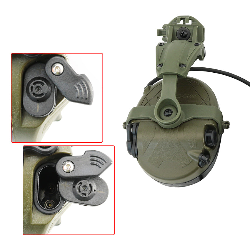 TS TAC-SKY Hearing Protection Tactical Headset T303 with ARC Rail Helmet Mounting Noise Reduction Communication Silicone Earmuffs + U94 PTT