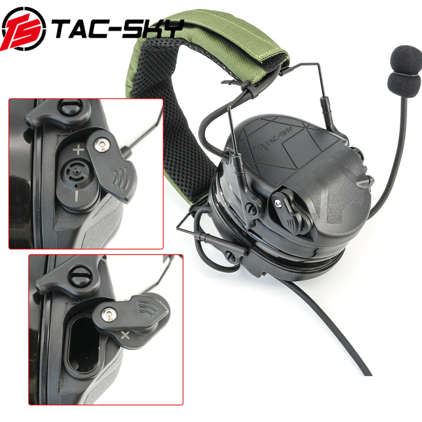 TAC-SKY TAC301 Tactical Headset Electronic Shooting Ear Protection Headphones with Microphone,Hearing Protection + PTT