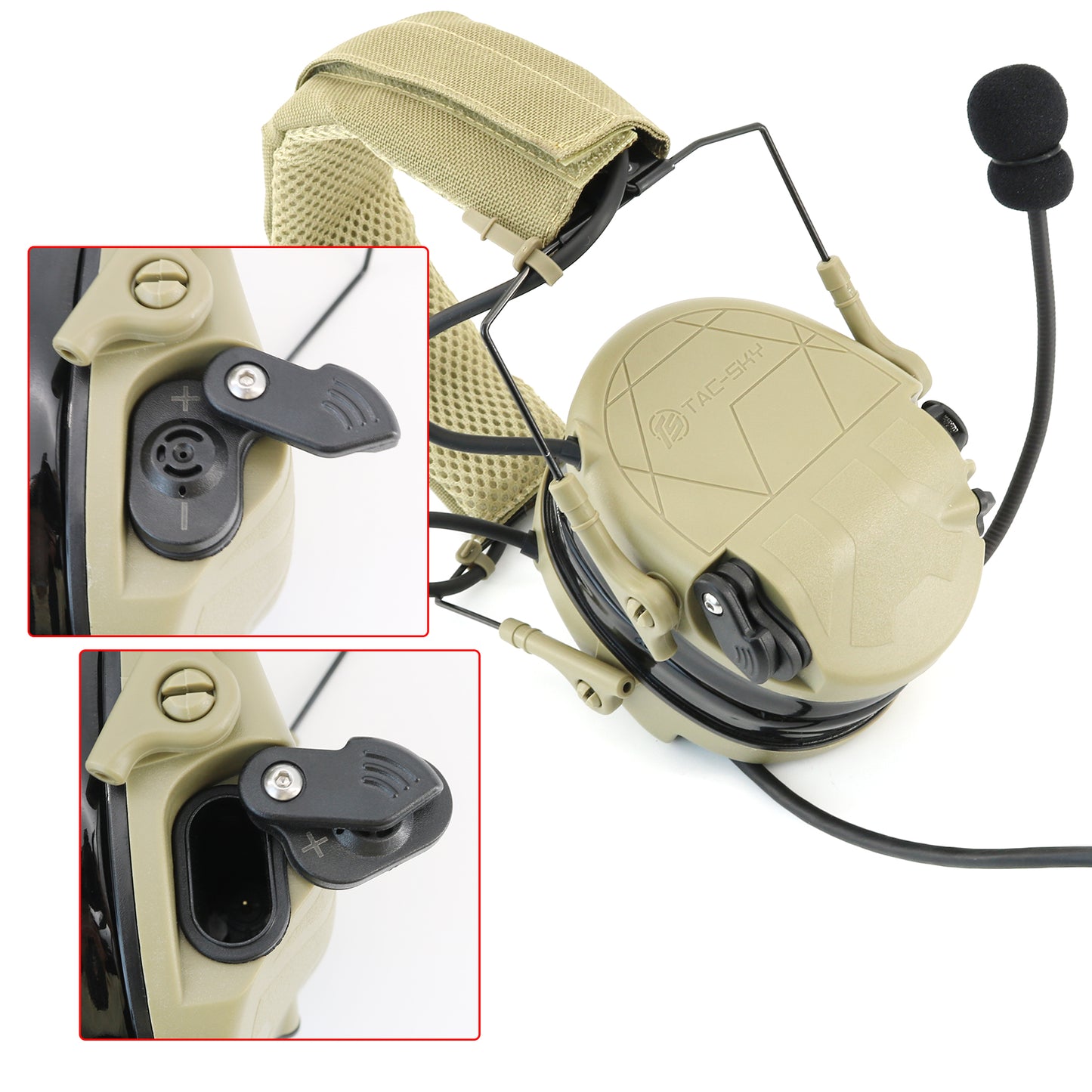 TAC-SKY TAC301 Tactical Headset Electronic Shooting Ear Protection Headphones with Microphone,Hearing Protection with U94 PTT