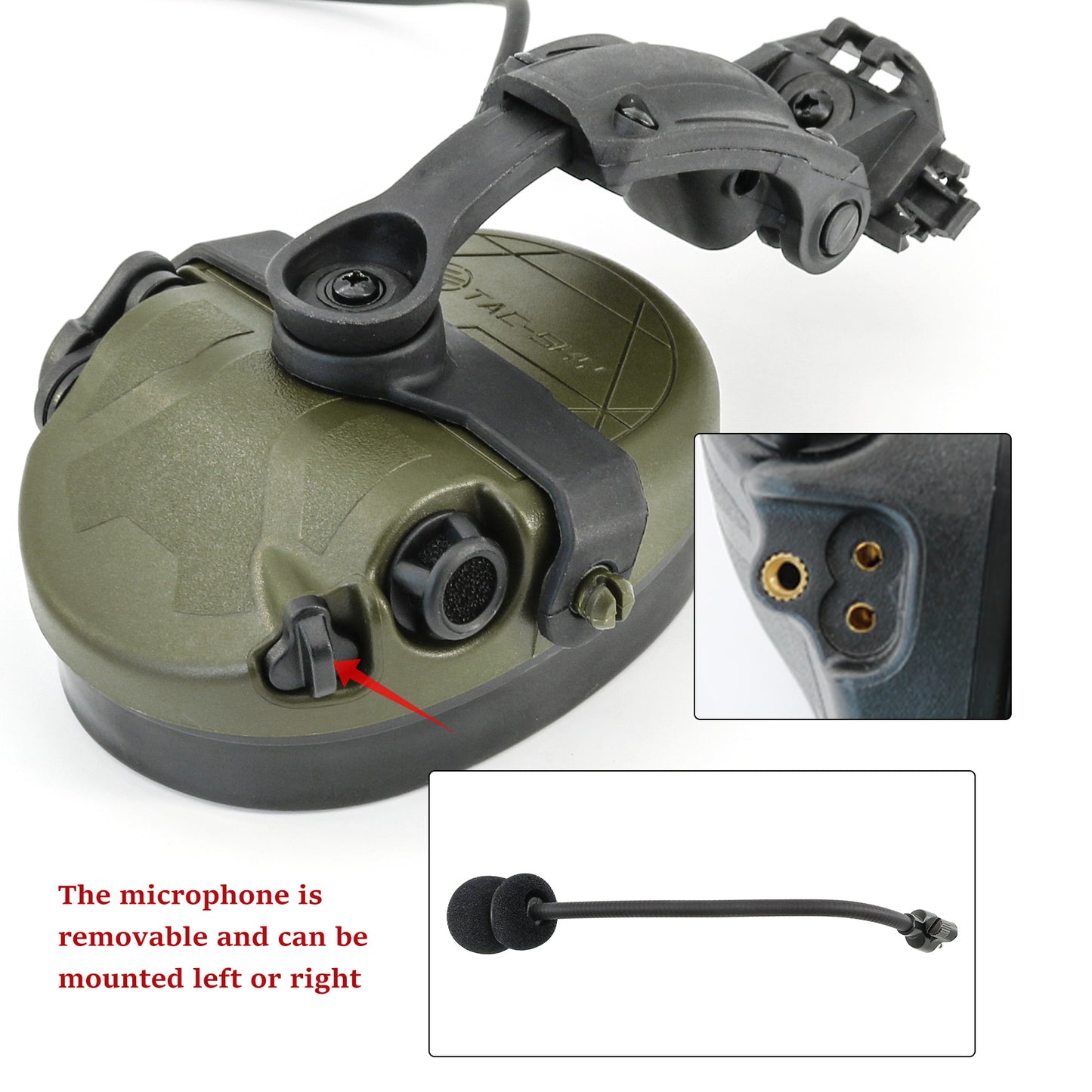 TAC-SKY TAC303 Tactical Communication Headset with ARC Rail adapter Noise Reduction Hearing Protection EarMuffs with U94 PTT