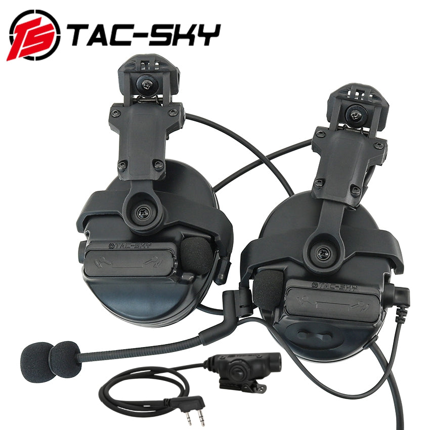 TS TAC-SKY 2.0 Wendy 3.0 Rail Helmet Mounting C3 Tactical Headset Hearing Protection + V2 PTT