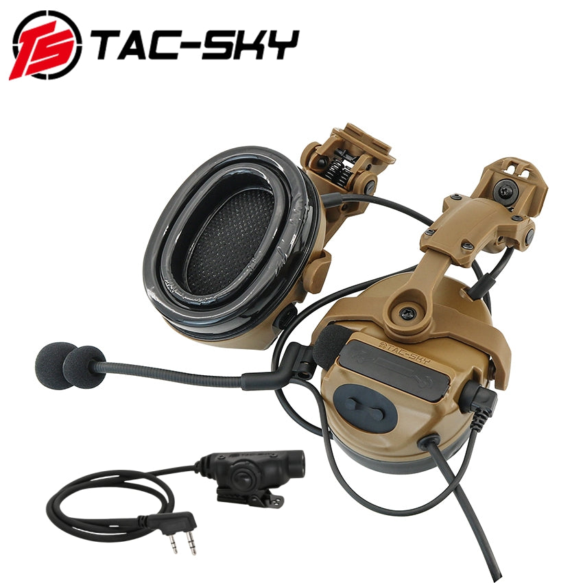TS TAC-SKY 2.0 Wendy 3.0 Rail Helmet Mounting C3 Tactical Headset Hearing Protection + V2 PTT