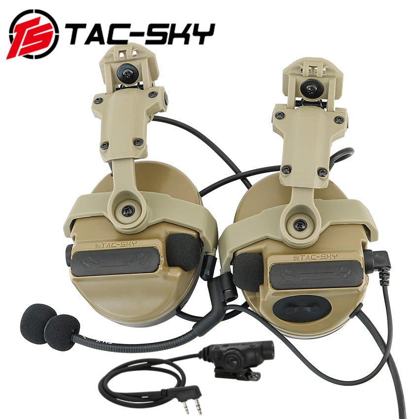 TS TAC-SKY 2.0 Wendy 3.0 Rail Helmet Mounting C3 Tactical Headset Hearing Protection + V2 PTT