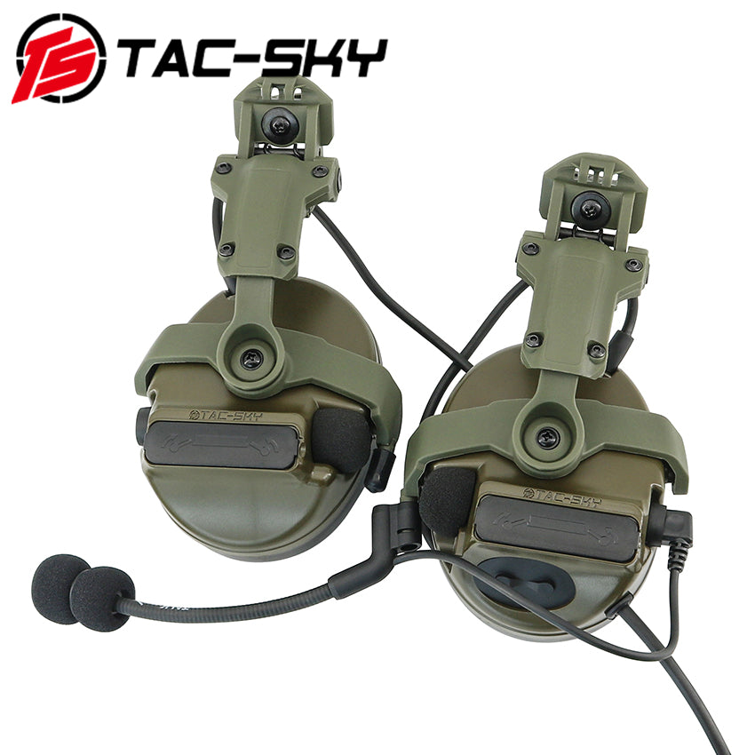 TS TAC-SKY 2.0 Wendy 3.0 Rail Helmet Mounting C3 Tactical Headset Hearing Protection + V2 PTT
