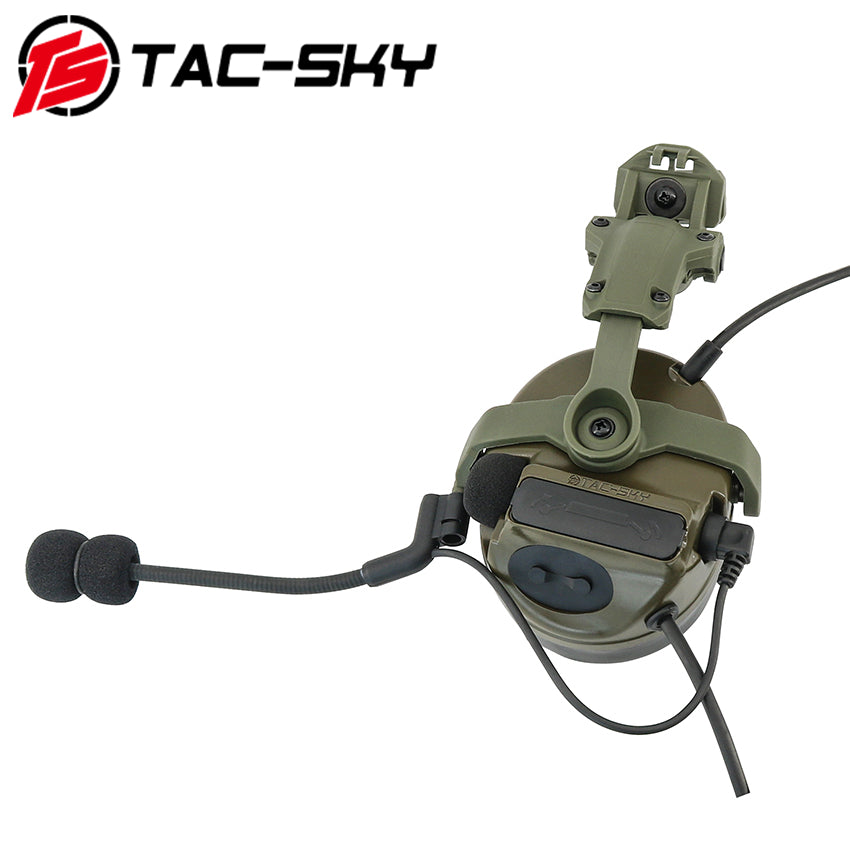 TS TAC-SKY 2.0 Wendy 3.0 Rail Helmet Mounting C3 Tactical Headset Hearing Protection + V2 PTT