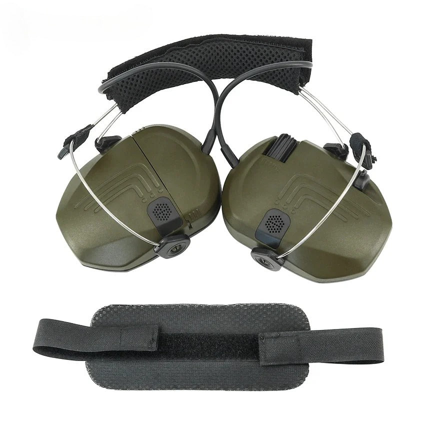 New Tactical Rear-Mount Headband Electronic Noise-Canceling Earmuffs with Gel Ear Pads