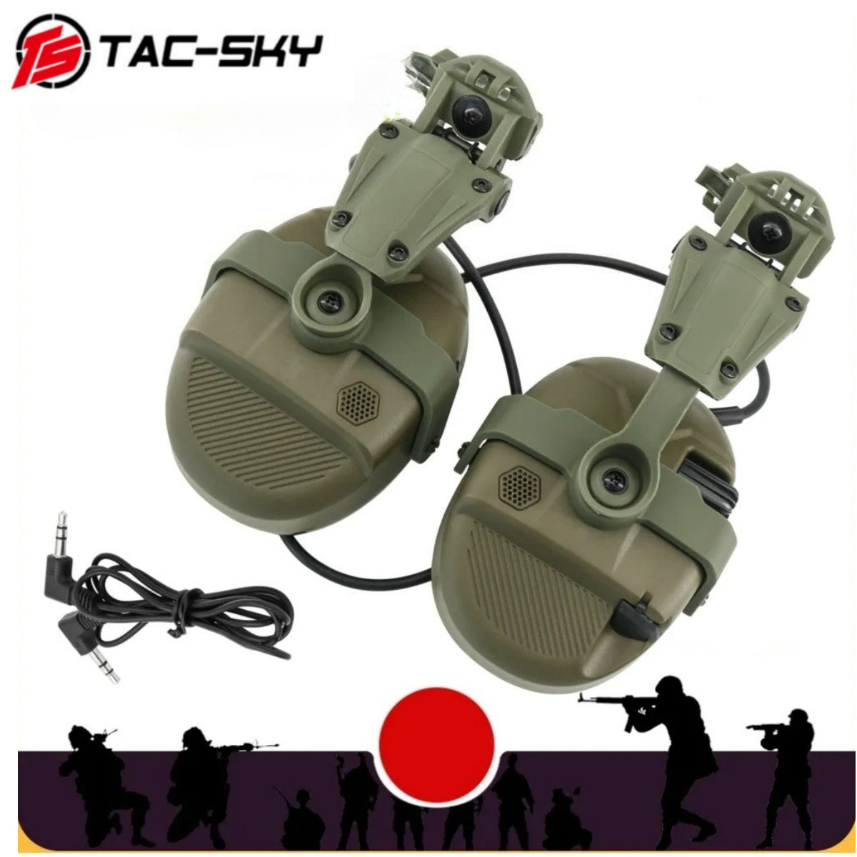 TAC-SKY Tactical Electronic Hearing Protection Silicone Earmuffs +3.5mm for ARC Track— for Outdoor Shooting and Hunting