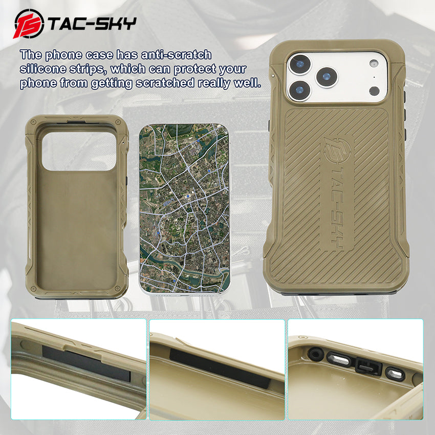 TAC-SKY Hunting Shooting Game Phone Case with Foldable Phone Stand Fits MOLLE Vests Compatible with iPhone 17 Pro Max