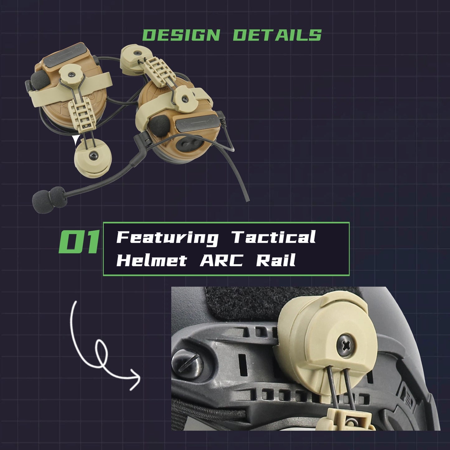 TAC-SKY Tactical Ops-Core ARC Helmet Rail Adapter Compatible with COMTA II/III/V Hearing Protection Headsets