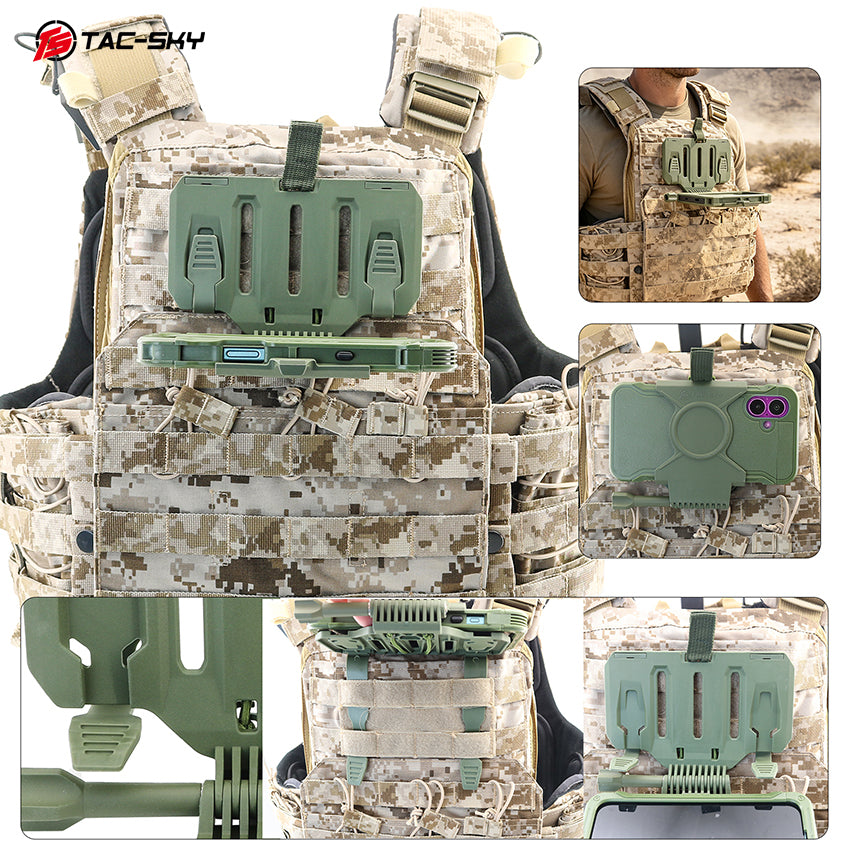 Tactical Vest MOLLE Foldable Phone Mount Outdoor Hunting Airsoft Navigation Phone Holder for iPhone 16 Size M