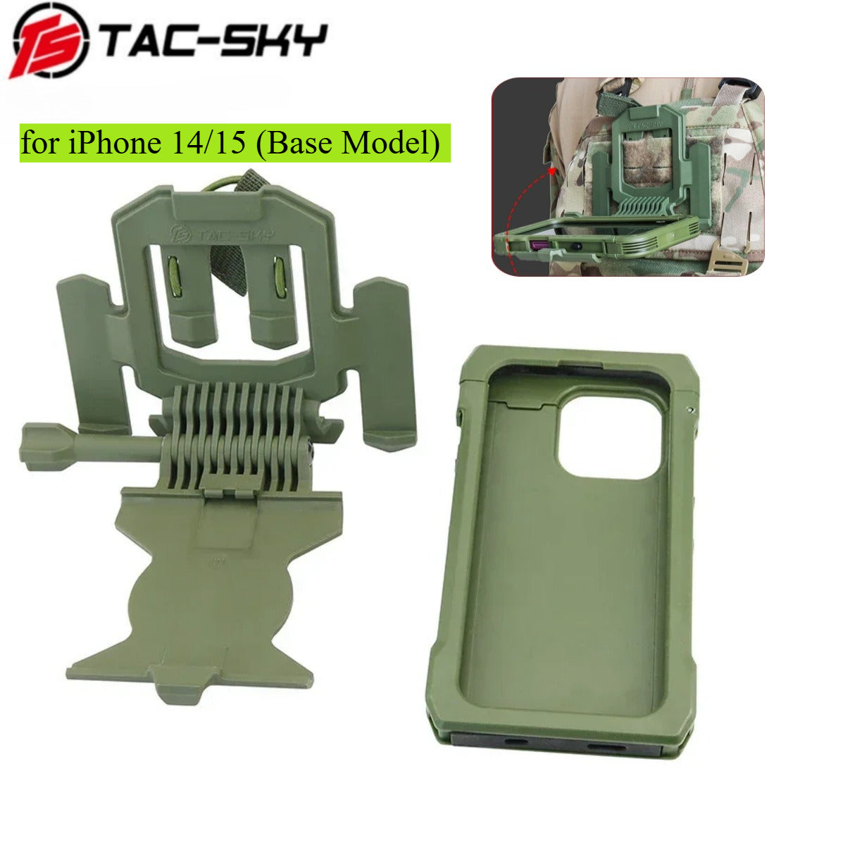 TAC-SKY Tactical Outdoor Shooting Game Phone Case Compatible with MOLLE Vest Mounting, Fits IPhone 14 and 15