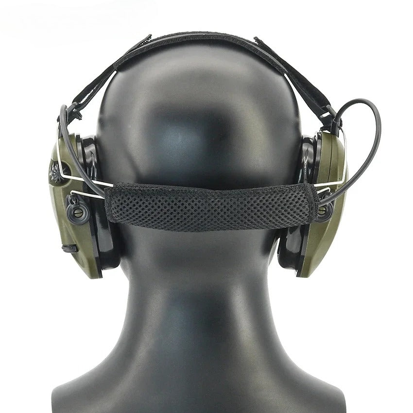 New Tactical Rear-Mount Headband Electronic Noise-Canceling Earmuffs with Gel Ear Pads