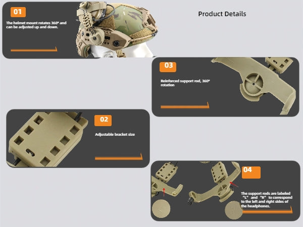 TAC-SKY Tactical MLOK Helmet Rail Adapter Mount 2.0 for COMTA II, III, and V Hearing Protection Headsets