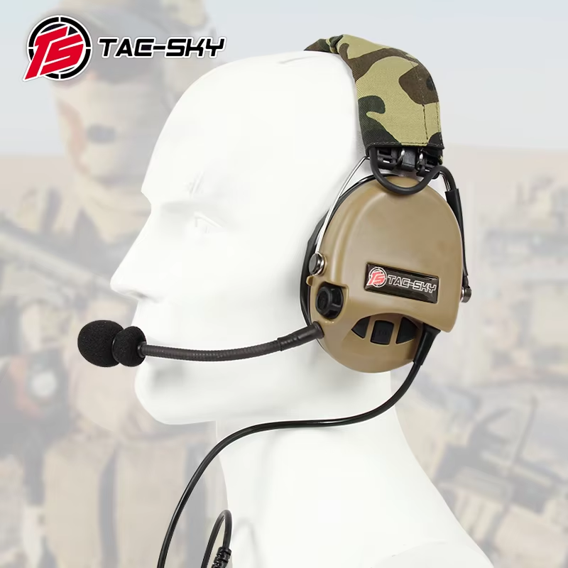 TAC-SKY Tactical Electronic Shooting Silicone Ear Pads Noise-Canceling Headset for Hunting and Range