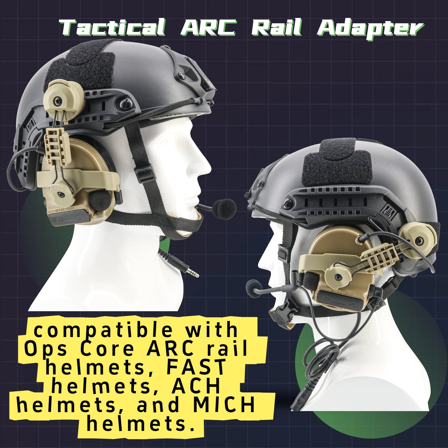 TAC-SKY Tactical Ops-Core ARC Helmet Rail Adapter Compatible with COMTA II/III/V Hearing Protection Headsets