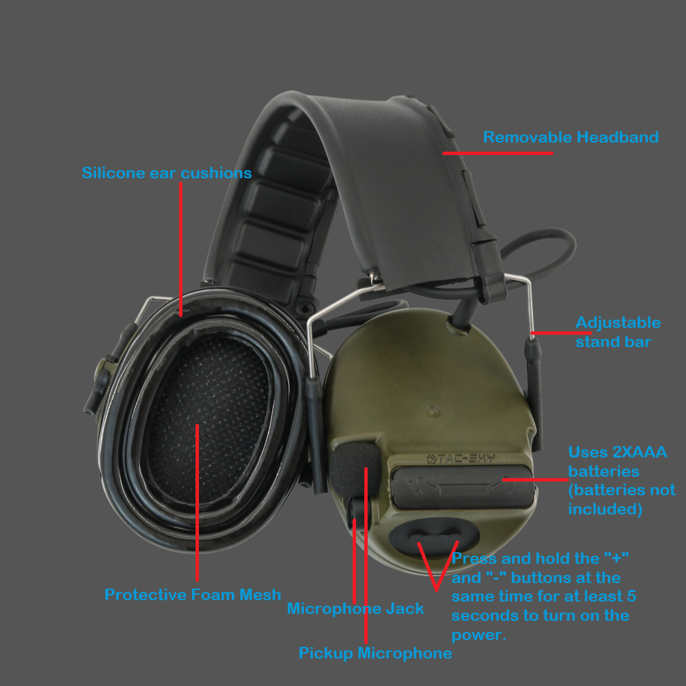 TAC-SKY Tactical Electronic Shooting Ear Muffs for COMTA V XPI Silicone Edition  Headset