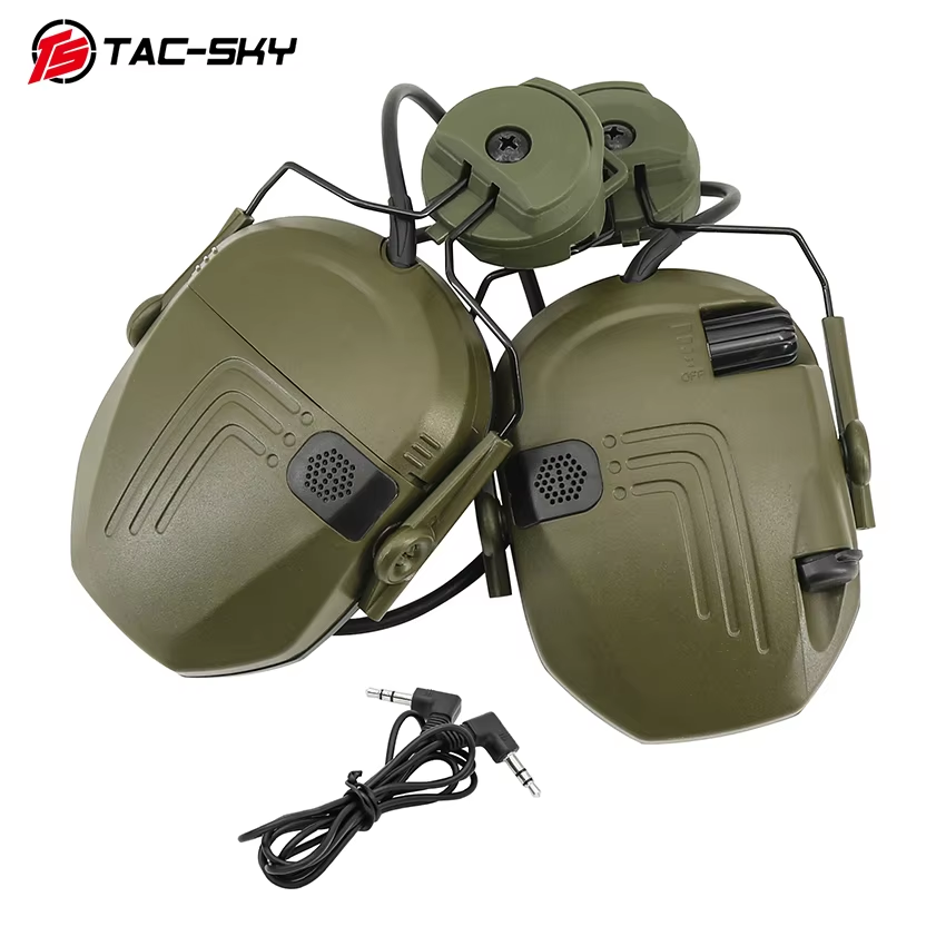 TAC-SKY Tactical Head-Mounted Shooting Noise-Canceling Ear Muffs Compatible with FAST Helmets  ARC Rails