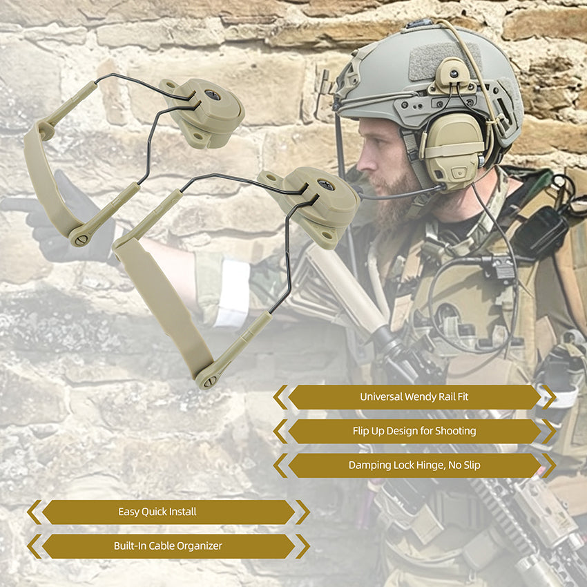 TAC-SKY Tactical Helmet Headset Mount Designed for AMP Communication Headsets, for Wendy 2.0 Helmet Rail