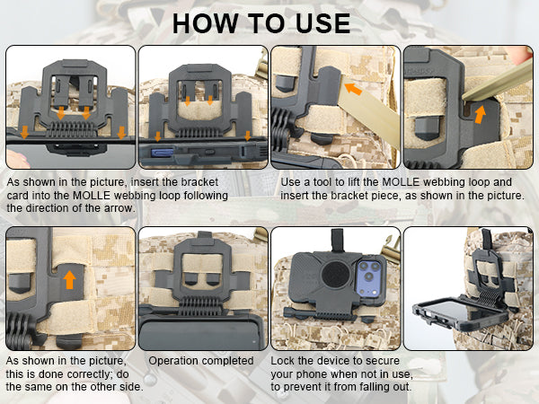 TAC-SKY Tactical Phone Case with Foldable Phone Stand for MOLLE Outdoor Hunting Vests, Compatible with iPhone 17Pro