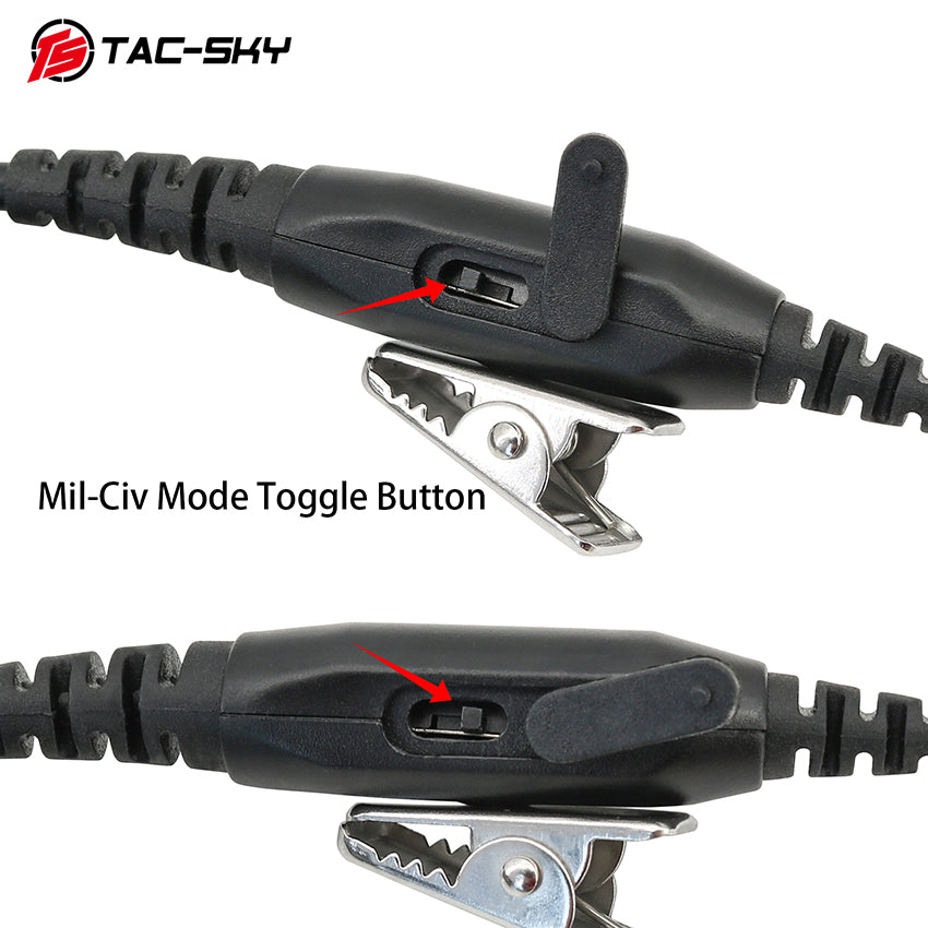 TAC-SKY Tactical Light Mini Headphones with Military/Civilian dual-Mode Support, Compatible with Baofeng UV-5R