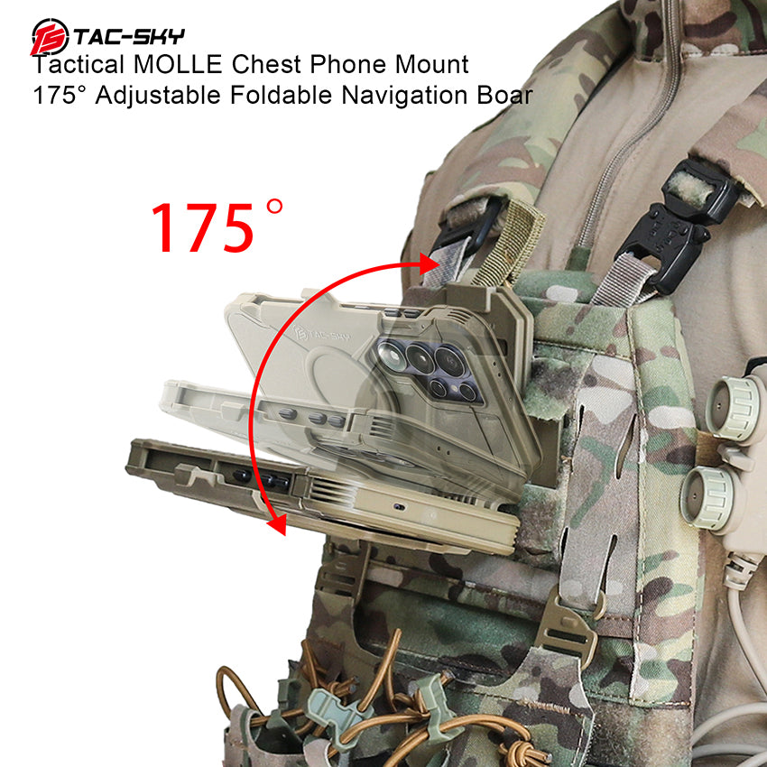 TAC-SKY Tactical Accessory Chest Mount Phone Holder Compatible with Samsung Galaxy S23/S24/S25 and MOLLE Vest Mounts