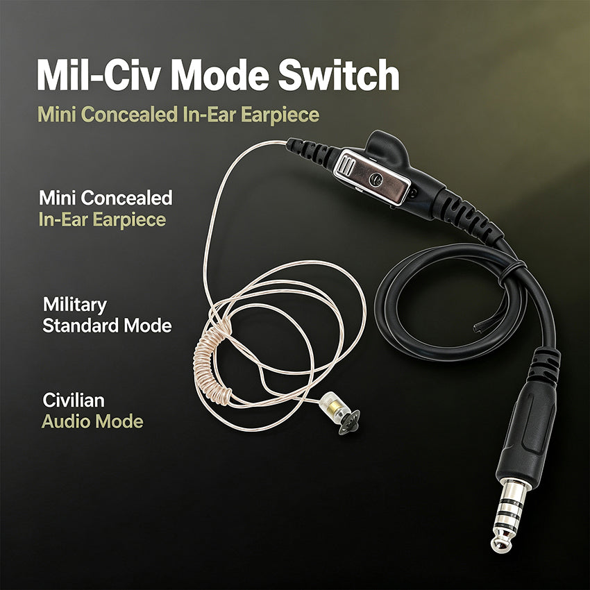 TAC-SKY Tactical Light Mini Headphones with Military/Civilian dual-Mode Support, Compatible with Baofeng UV-5R
