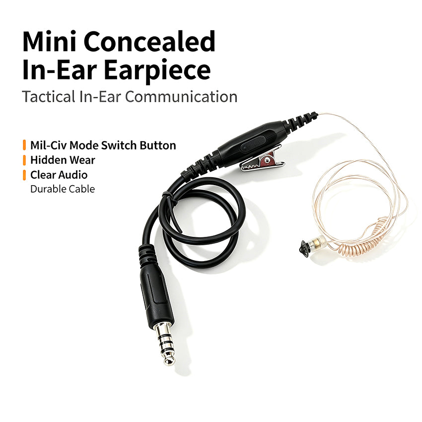 TAC-SKY Tactical Light Mini Headphones with Military/Civilian dual-Mode Support, Compatible with Baofeng UV-5R