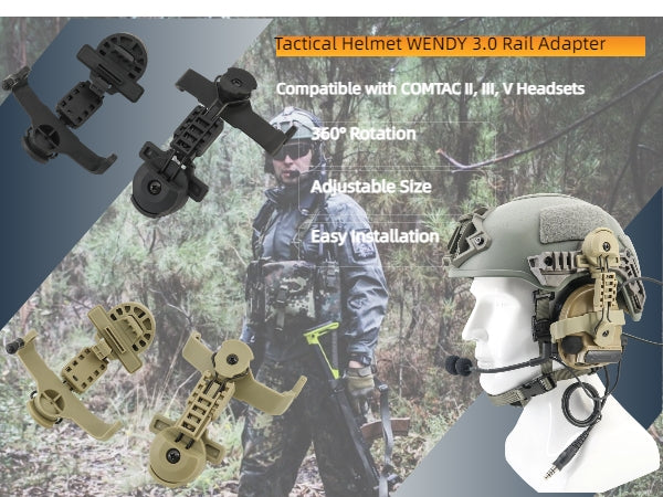 TAC-SKY Tactical Wendy 3.0 Helmet Rail Adapter Compatible with COMTA II/III/V Noise-Canceling Headset