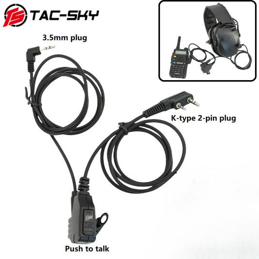 TAC-SKY Tactical Electronic Earmuff Adapter 3.5mm To K 2-Pin Mic Cable for Walker's Razor/Impact Sport Shooting Hunting headset