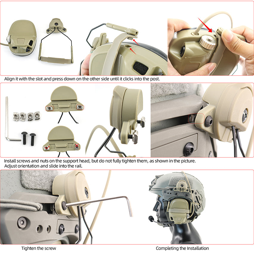 TAC-SKY Tactical Helmet Headset Mount Designed for AMP Communication Headsets, for Wendy 2.0 Helmet Rail