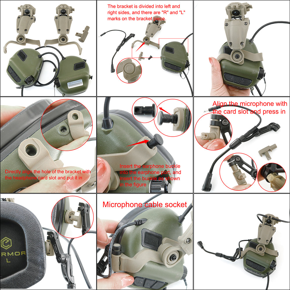 TAC-SKY Tactical Helmet Rail Adapter for ARC/WENDY/MTEK Rails for use with EARMOR M32-MOD3 / M32H-MOD3 Military Headphones