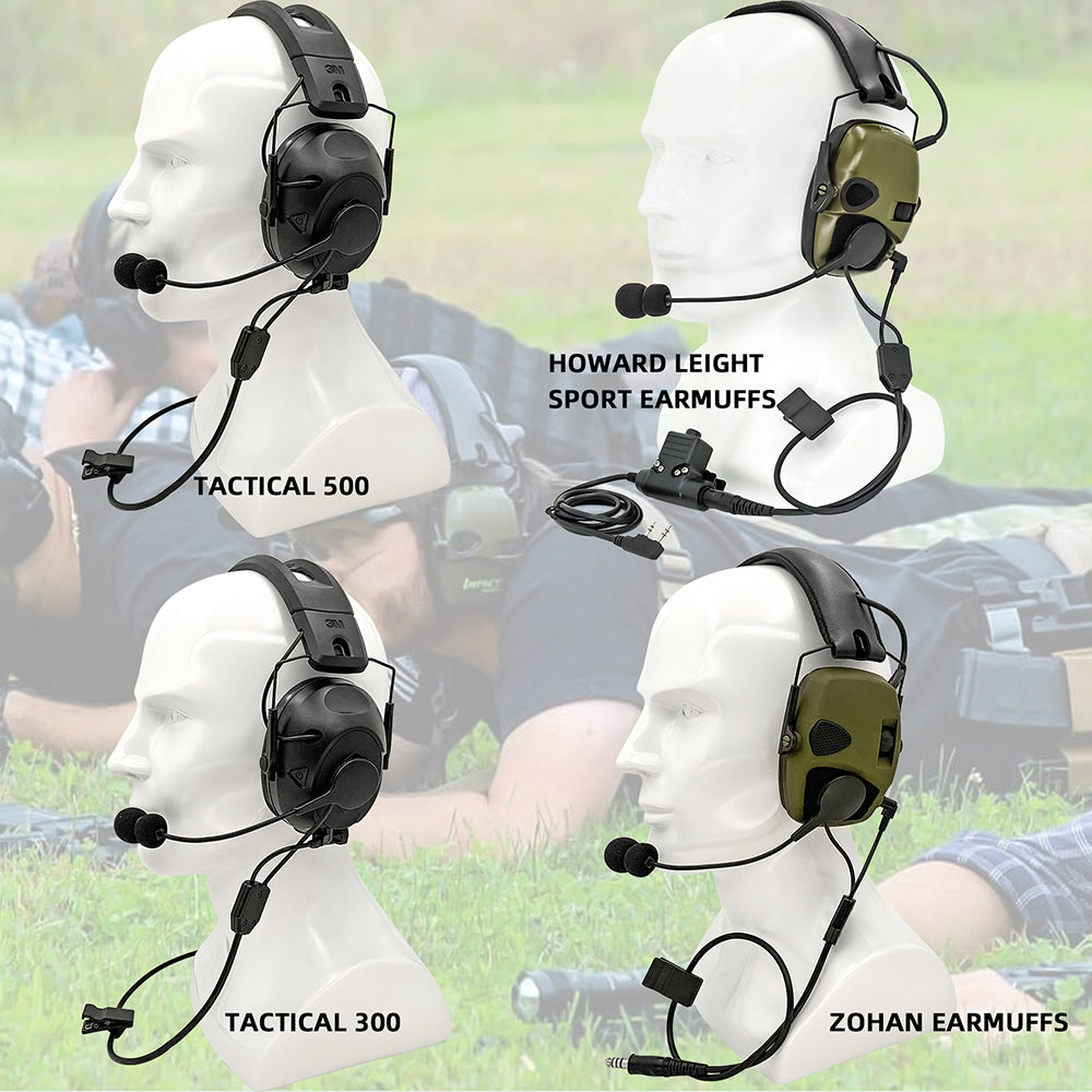 Tactical Headset Adapter Y-Cable Set includes U94PTT adapter compatible with Sordin IPSC headsets