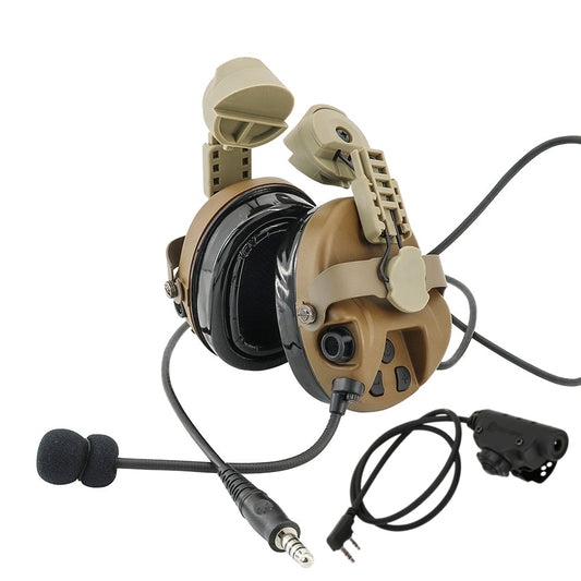 TS TAC-SKY ARC Rail Helmet Mounting MH302 Tactical Headset Hearing Protection + V2 PTT