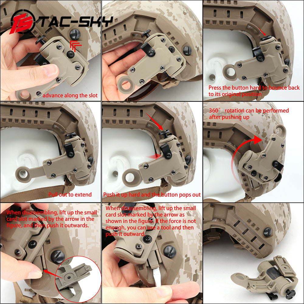 TAC-SKY Tactical Airsoft Sports Helmet Adapter ARC Rail Mount Accessory Compatible with RAC Headsets and Helmets with ARC Rails