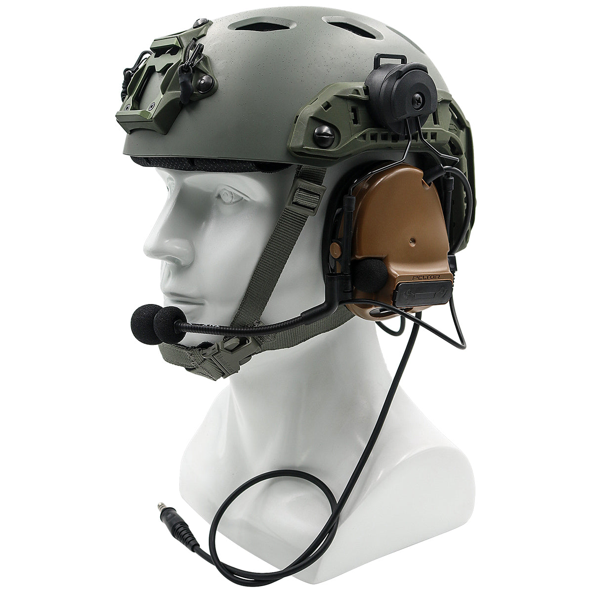 TAC-SKY C3 Tactical Headset Helmet Fast Rail Version with kenwoodPTT Silicone Earmuffs Noise Reduction